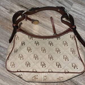 Dooney & Bourke Cream and Brown Shoulder Bag